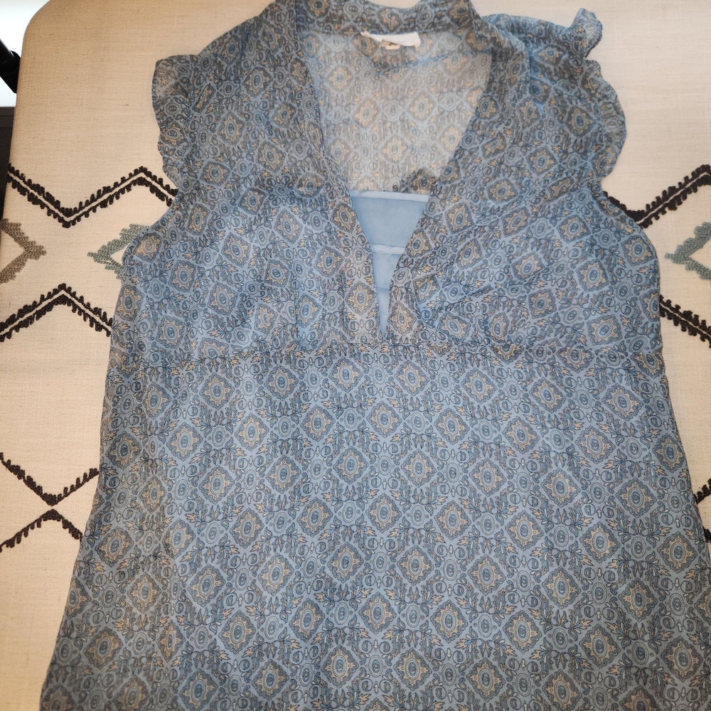 LOFT Blue Geometric Blouse